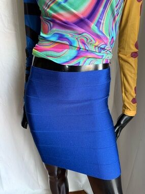 bebe Cobalt Blue Bandage Mini Skirt